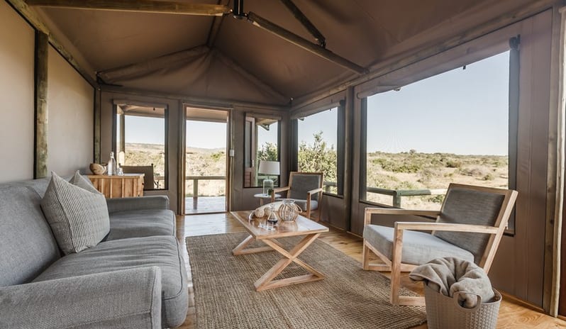 LUXURY SAFARI TENT BEDROOM LIVING ROOM